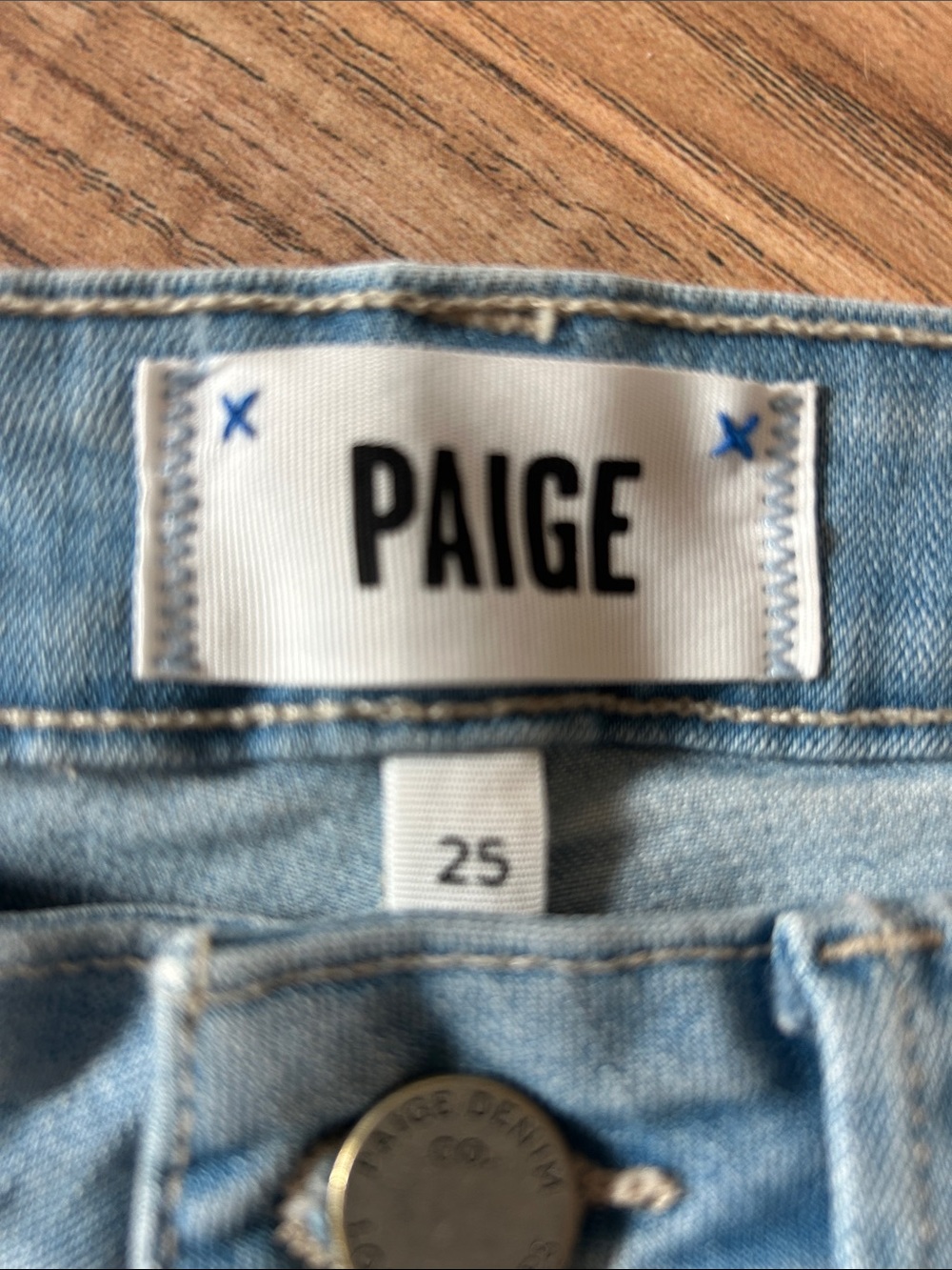 PAIGE Genesee Crop Light Blue Wide-Leg Raw Hem Jeans - Picture 3 of 6